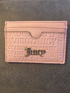 Juicy Couture Light Pink Embossed Card Holder with Gold Logo